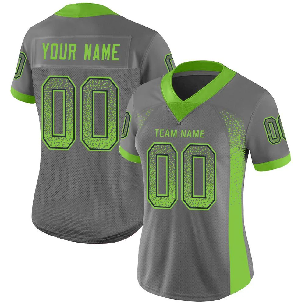 Custom Gray Neon Green-Navy Drift Fashion Football Jersey