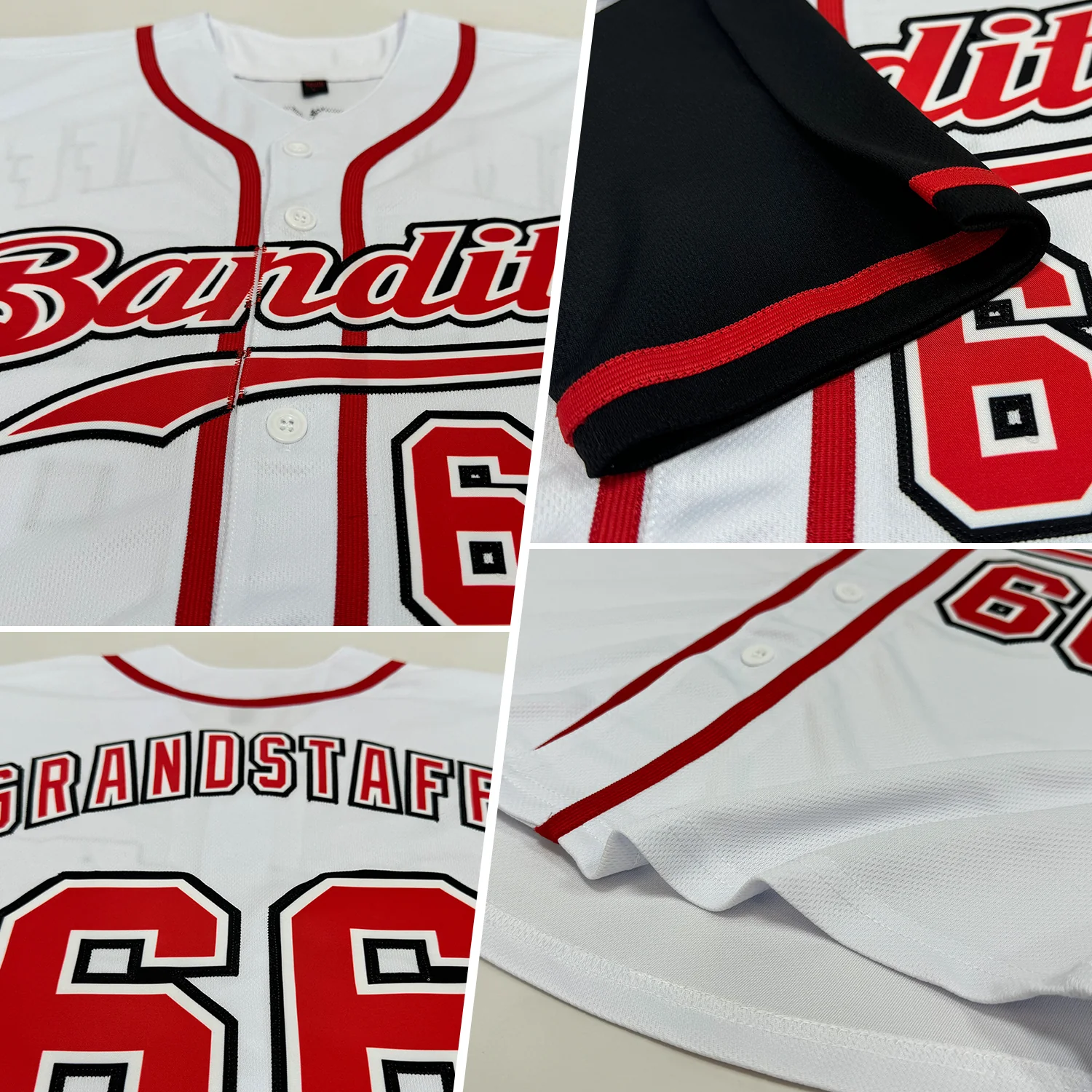 Custom White Red-Black Authentic Two Tone Baseball Jersey