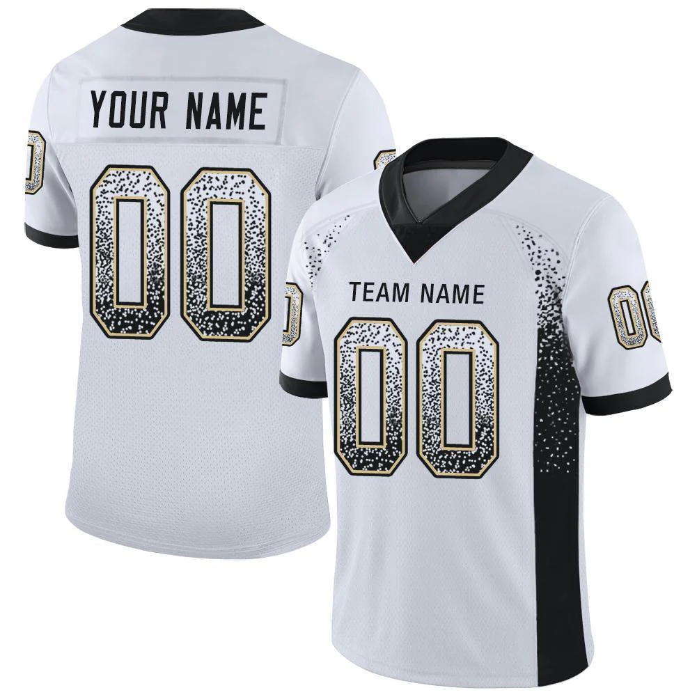 Custom White Black-Vegas Gold Drift Fashion Football Jersey
