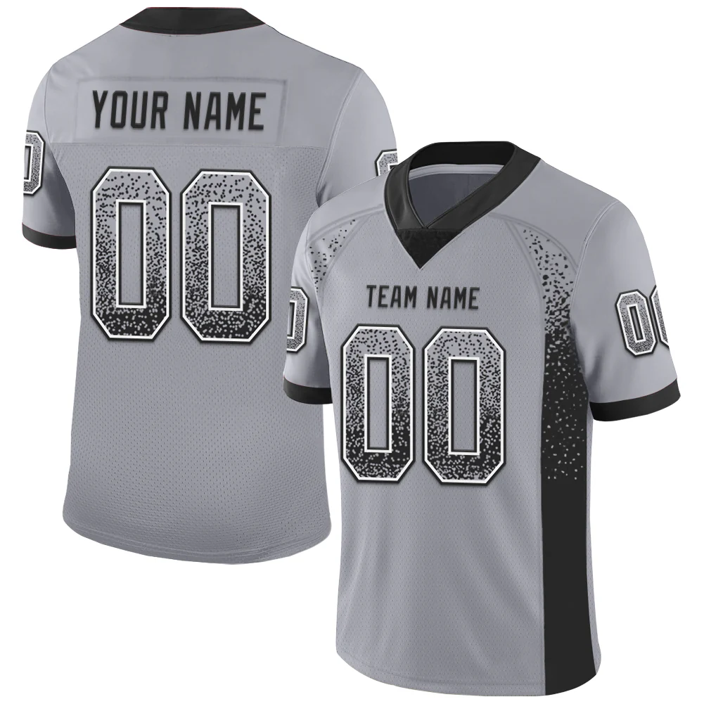 Custom Gray Black-White Drift Fashion Football Jersey