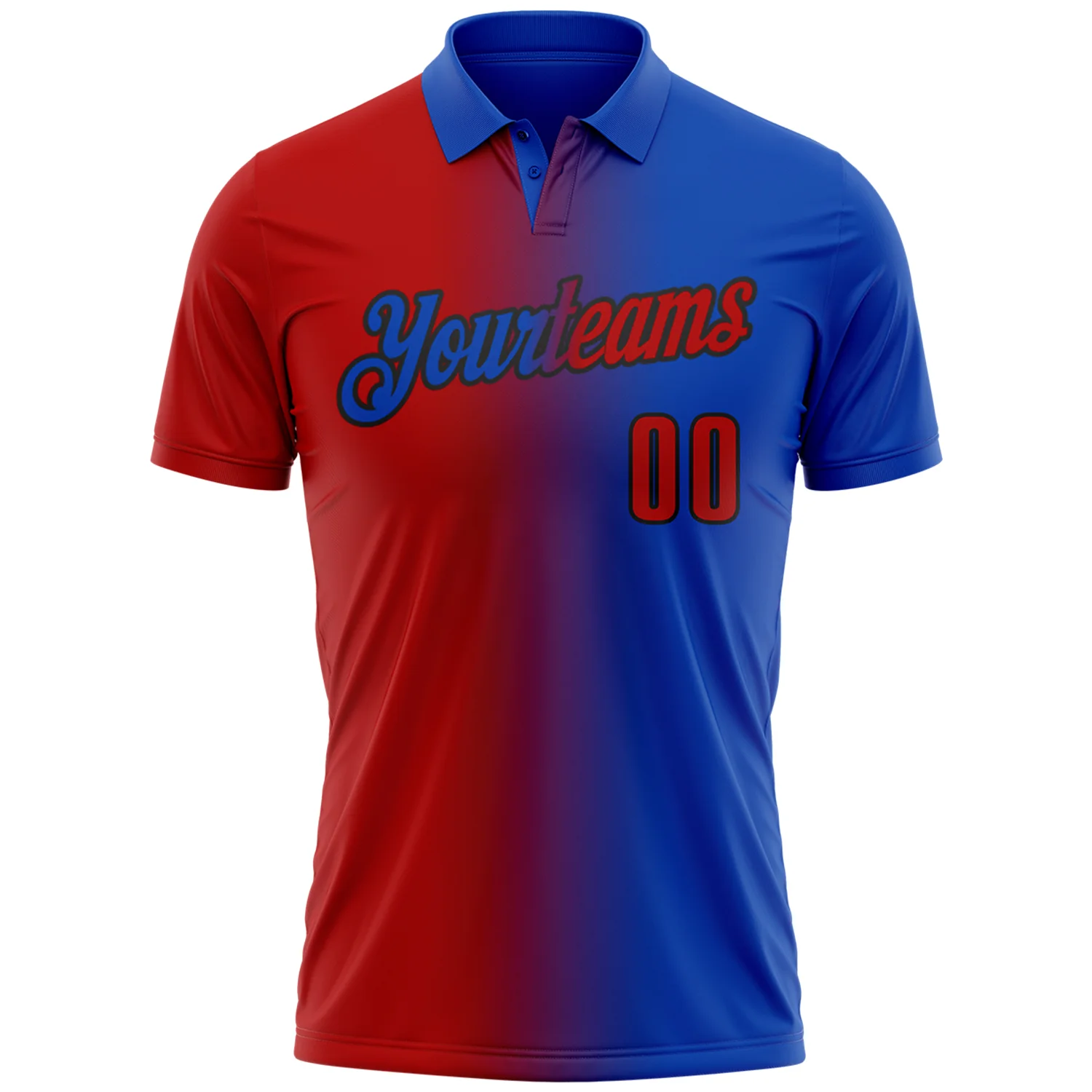 Custom Thunder Blue Red-Black 3D Gradient Fashion Performance Polo Shirt