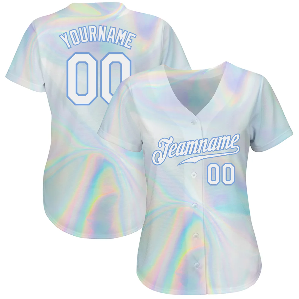Custom 3D Pattern Design Abstract Trendy Holographic Vaporwave Style Authentic Baseball Jersey