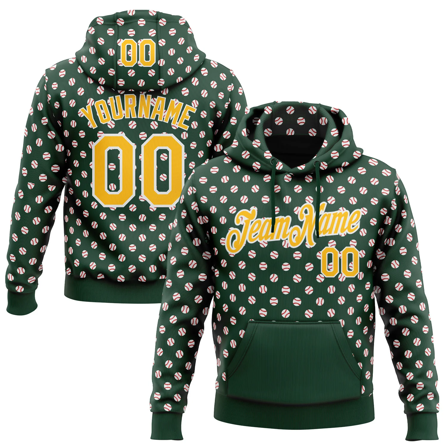 Custom Stitched Green Gold-White 3D Pattern Design Baseball Game Day Green Bay Inspired Sports Pullover Sweatshirt Hoodie