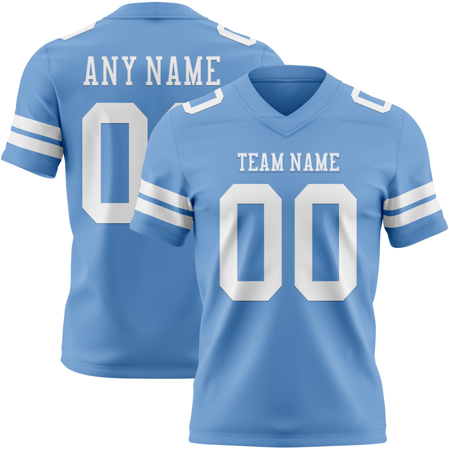 Custom Light Blue White Authentic Football Jersey