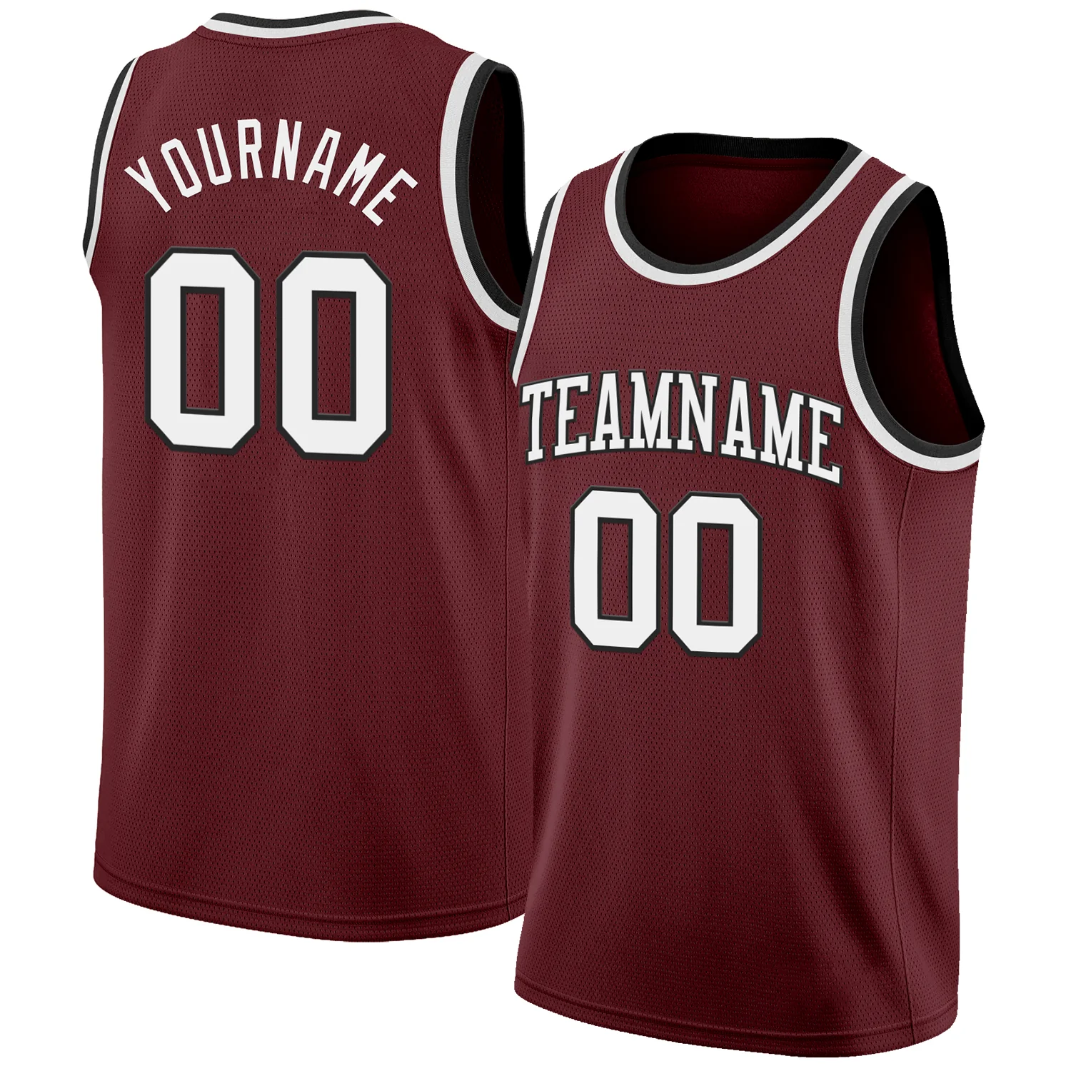 Custom Burgundy White-Black Authentic Basketball Jersey