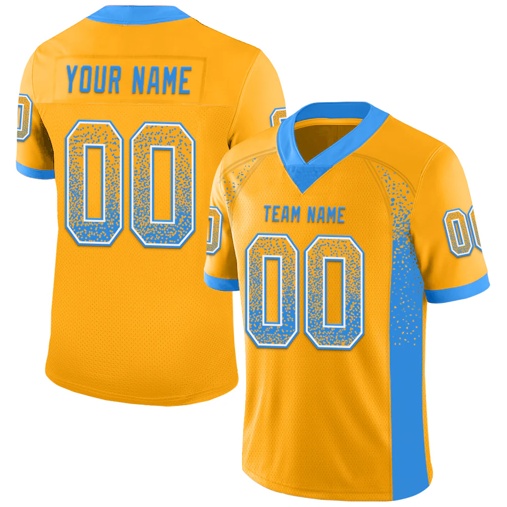 Custom Gold Powder Blue-White Drift Fashion Football Jersey