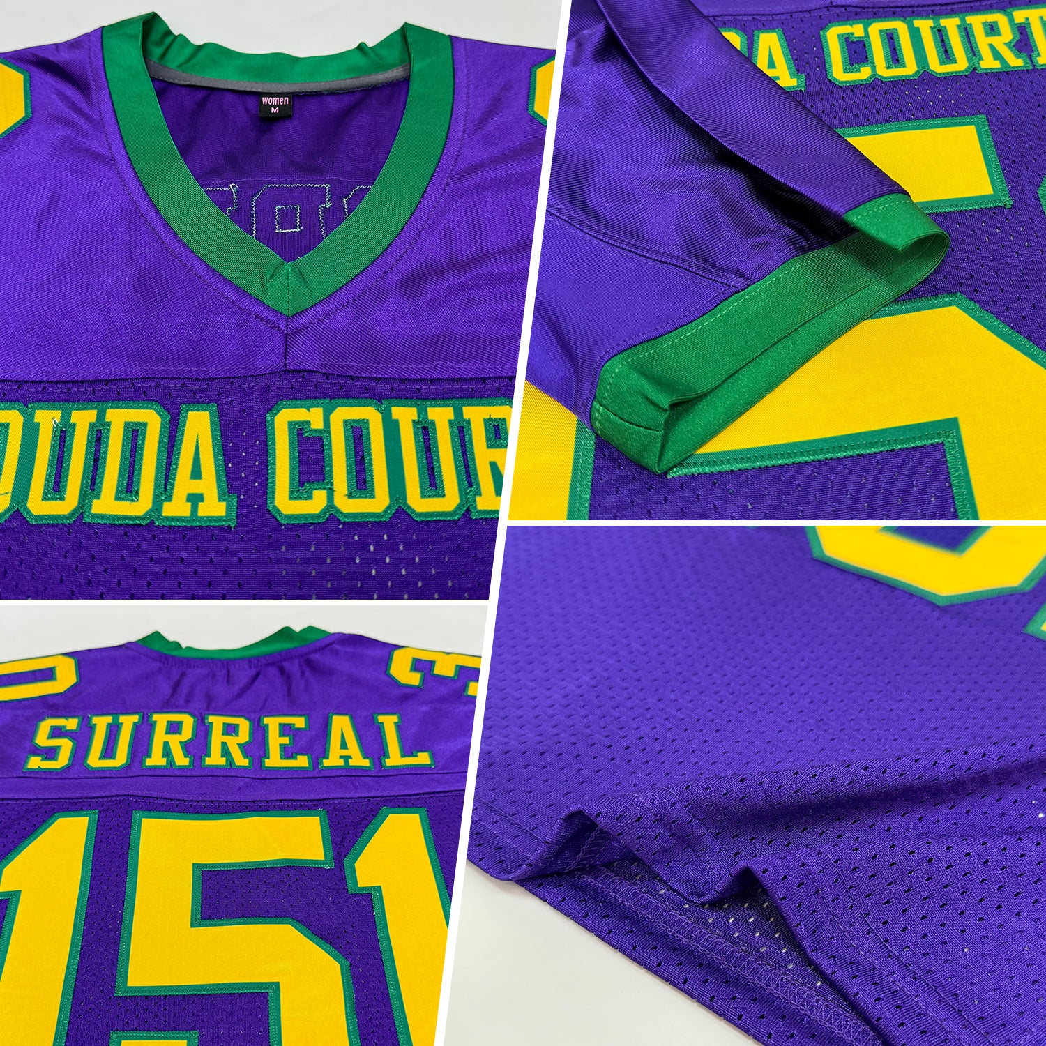 Custom Purple Gold-Kelly Green Mesh Authentic Football Jersey