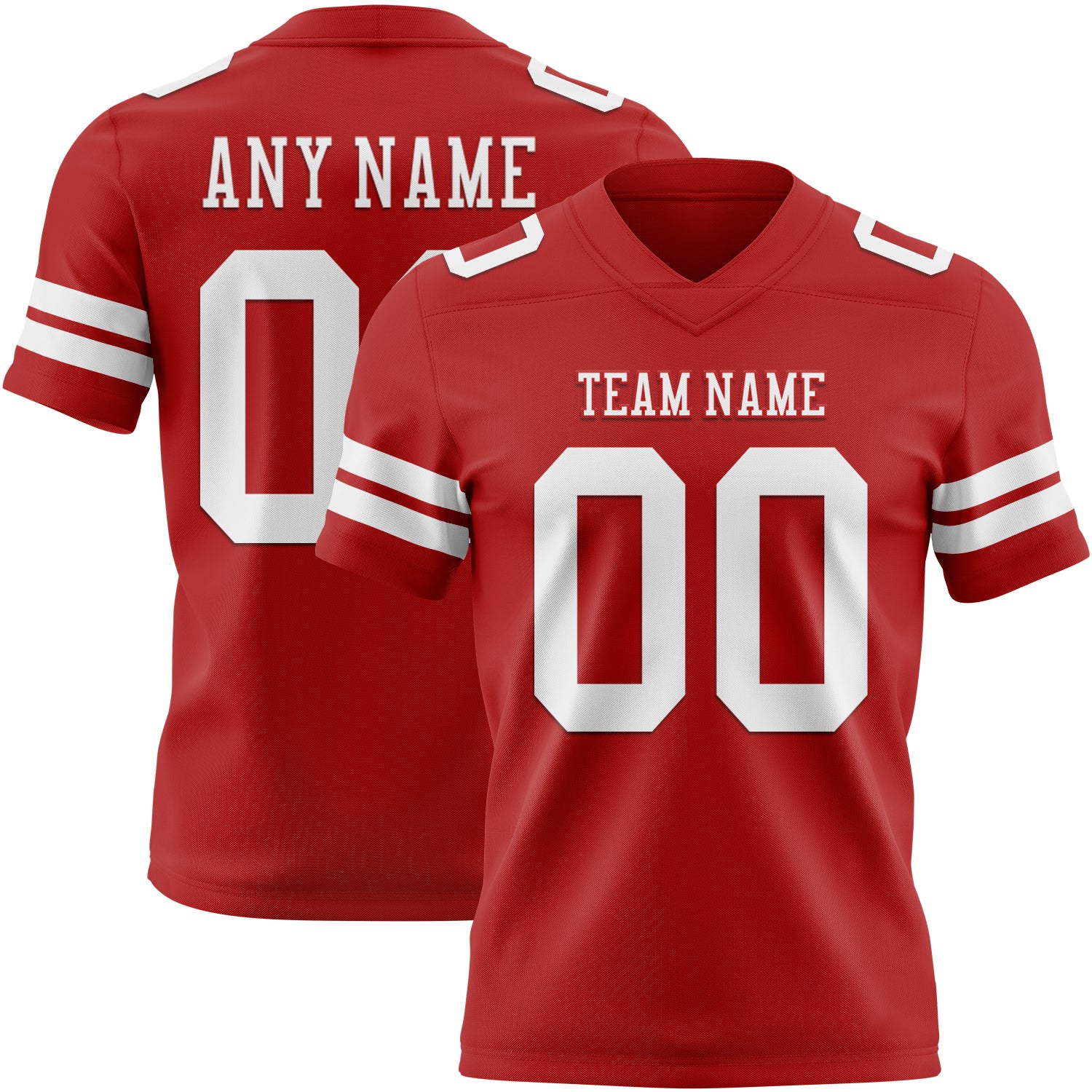 Custom Red White Authentic Football Jersey