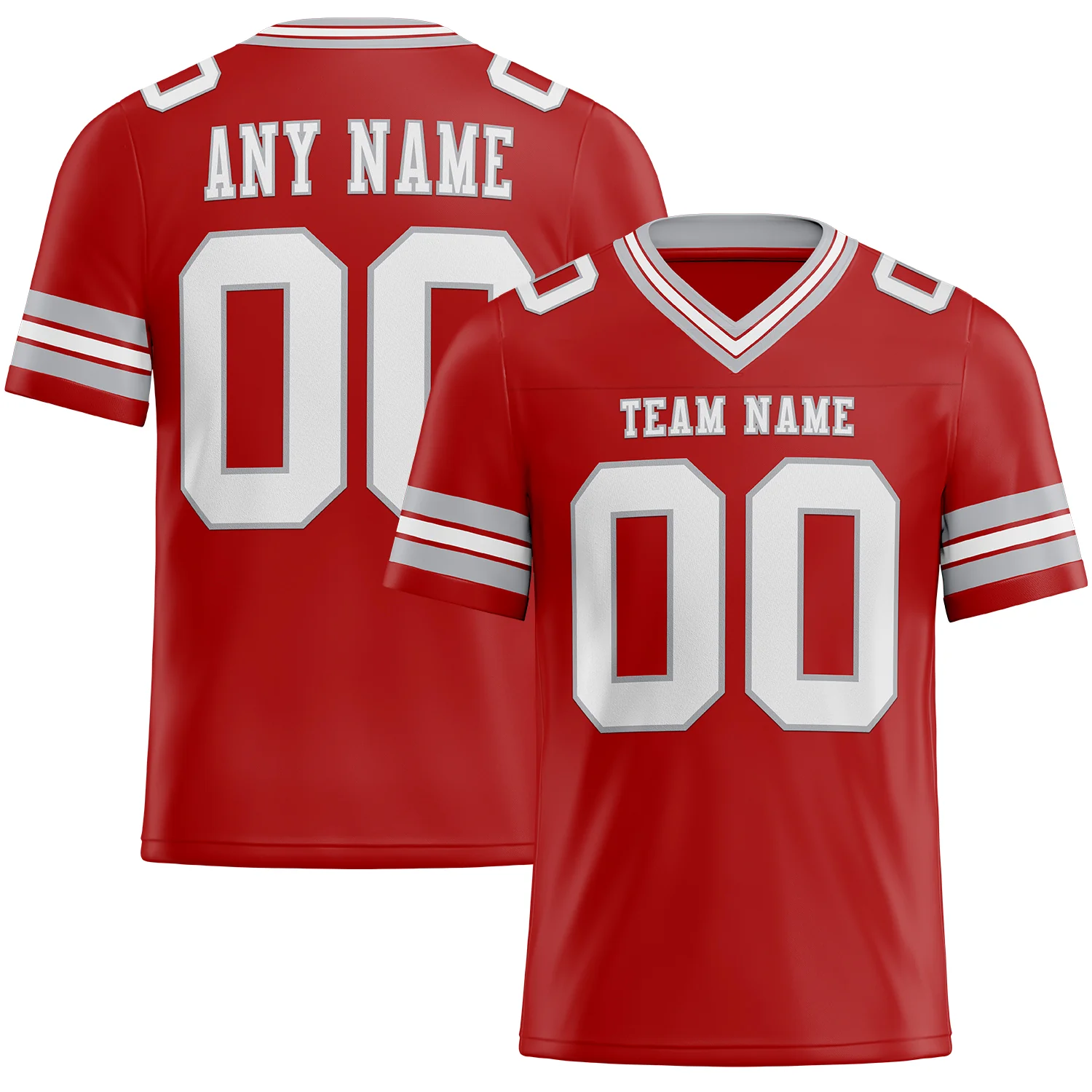 Custom Red White-Gray Authentic Football Jersey