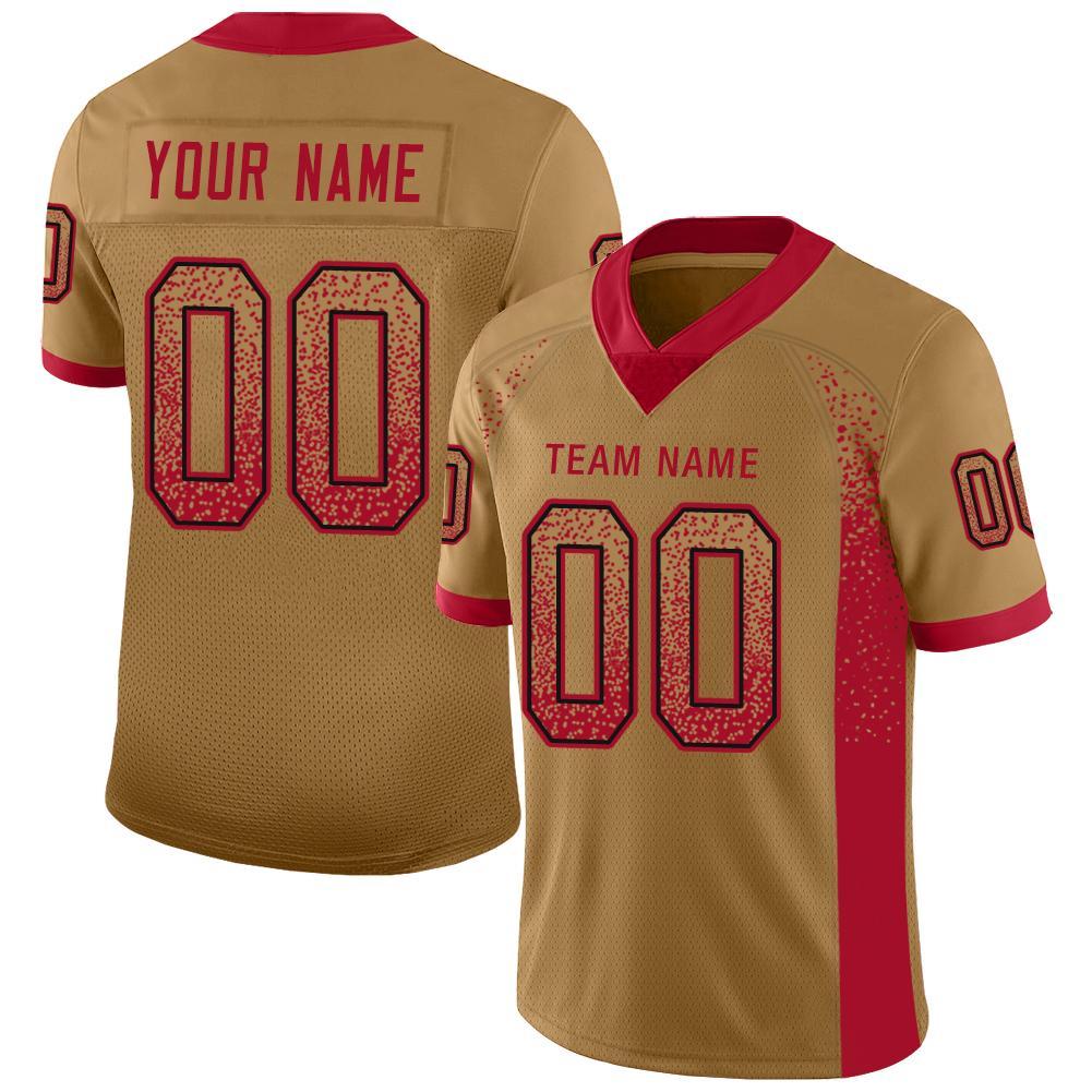 Custom Old Gold Red-Black Drift Fashion Football Jersey