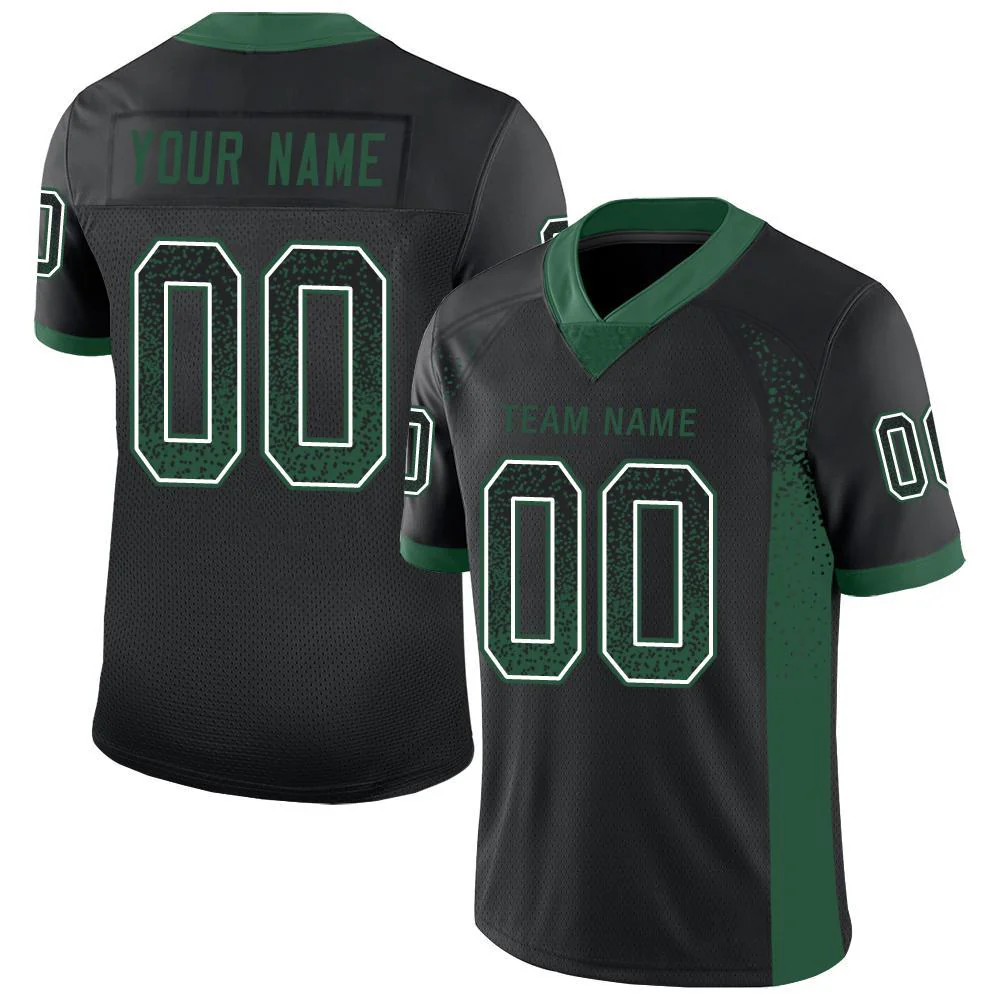 Custom Black Grass Green-White Drift Fashion Football Jersey