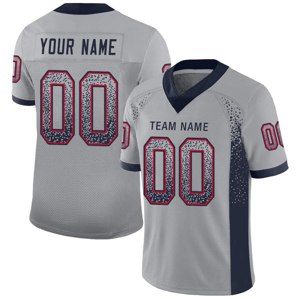 Custom Light Gray Navy-Scarlet Drift Fashion Football Jersey