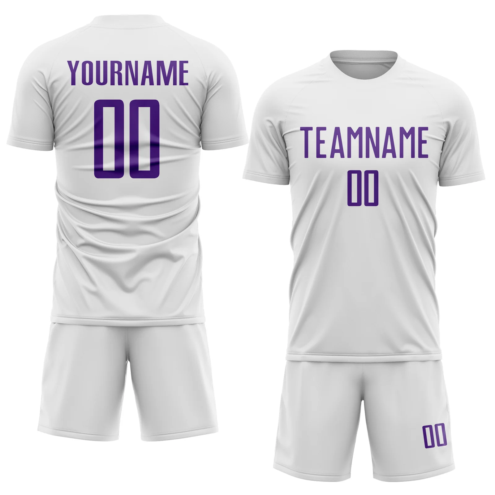 Custom White Purple Sublimation Soccer Uniform Jersey