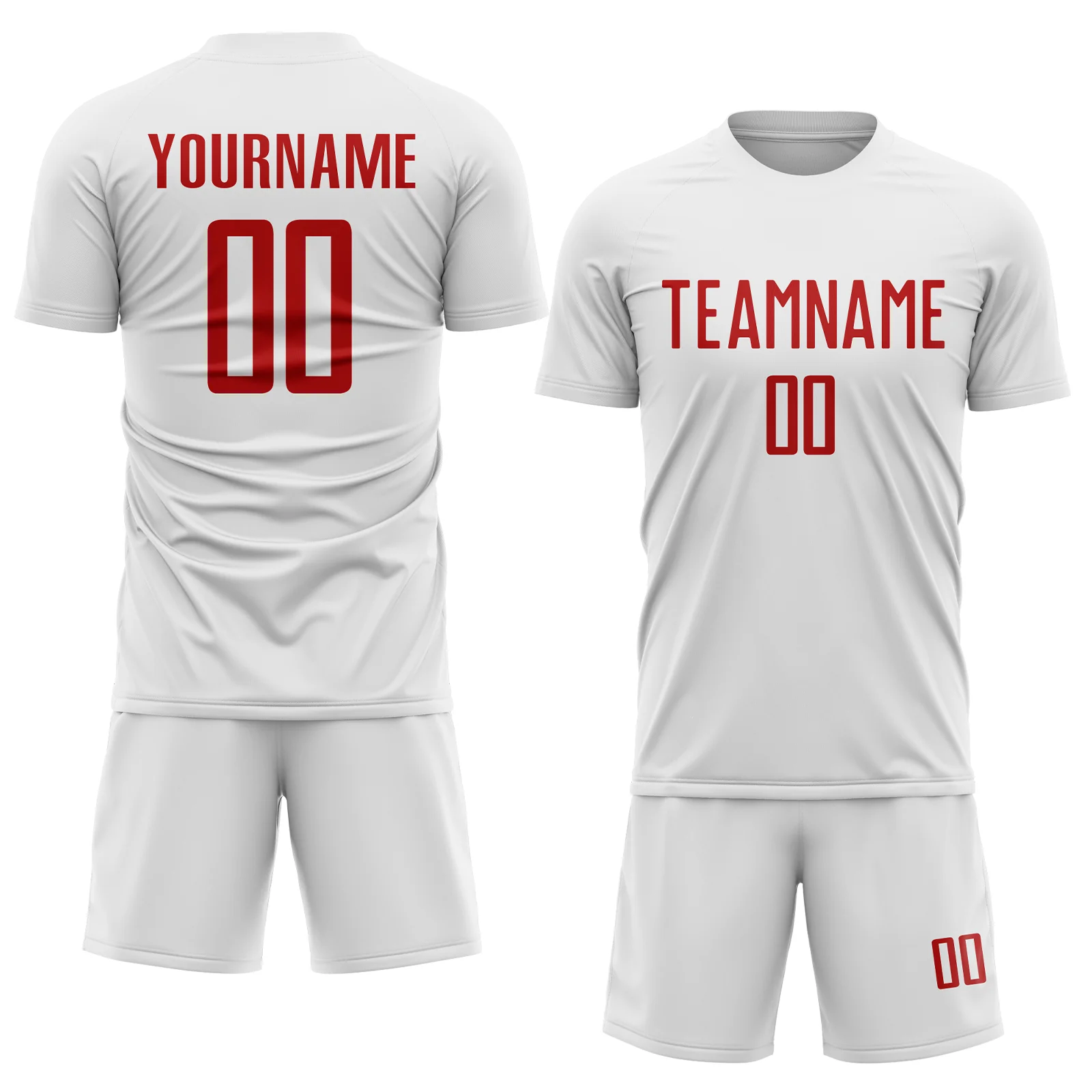 Custom White Red Sublimation Soccer Uniform Jersey