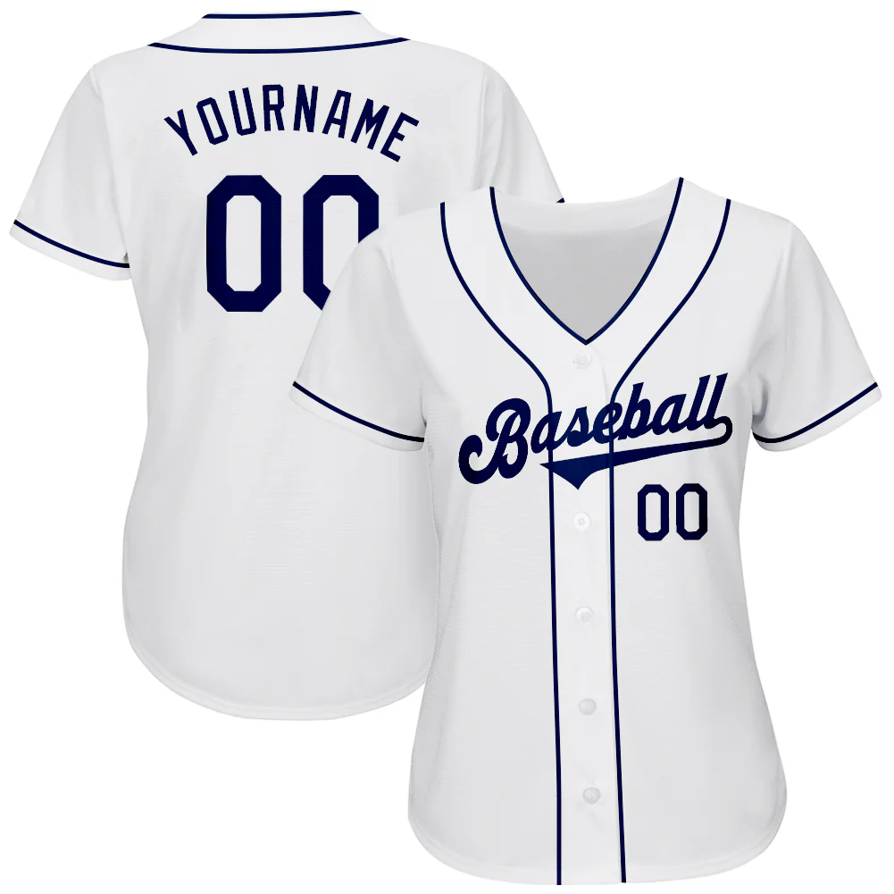 Custom White Navy Authentic Baseball Jersey