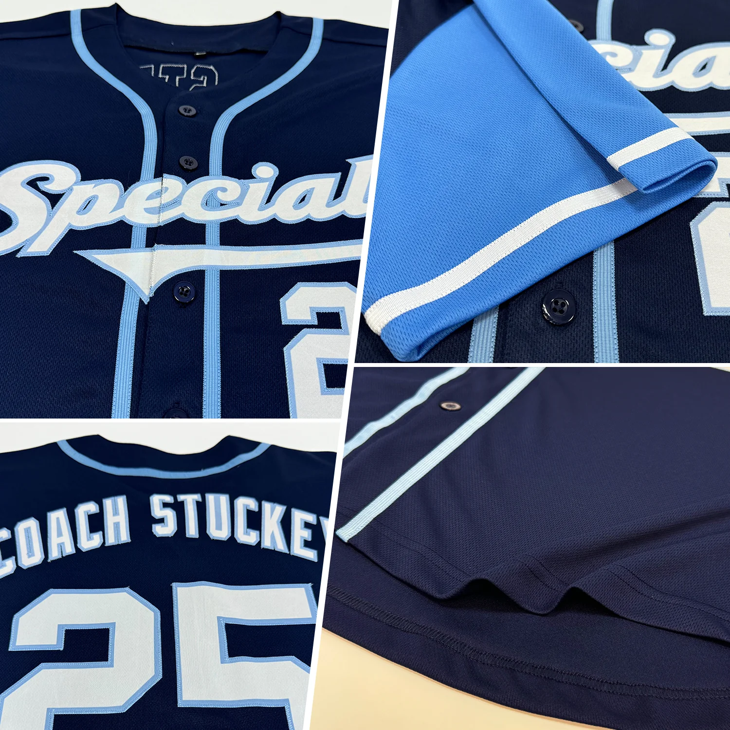 Custom Navy White-Light Blue Authentic Two Tone Baseball Jersey