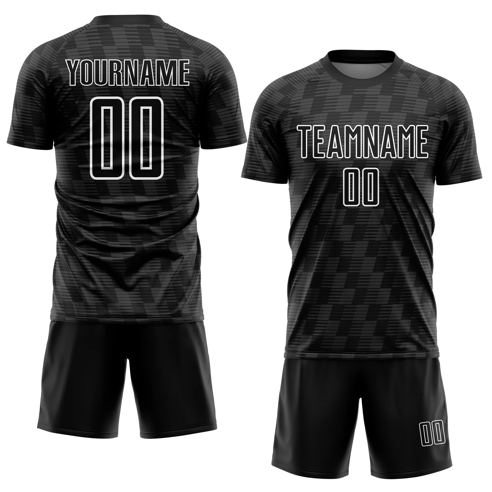 Custom Black White Line Sublimation Soccer Uniform Jersey