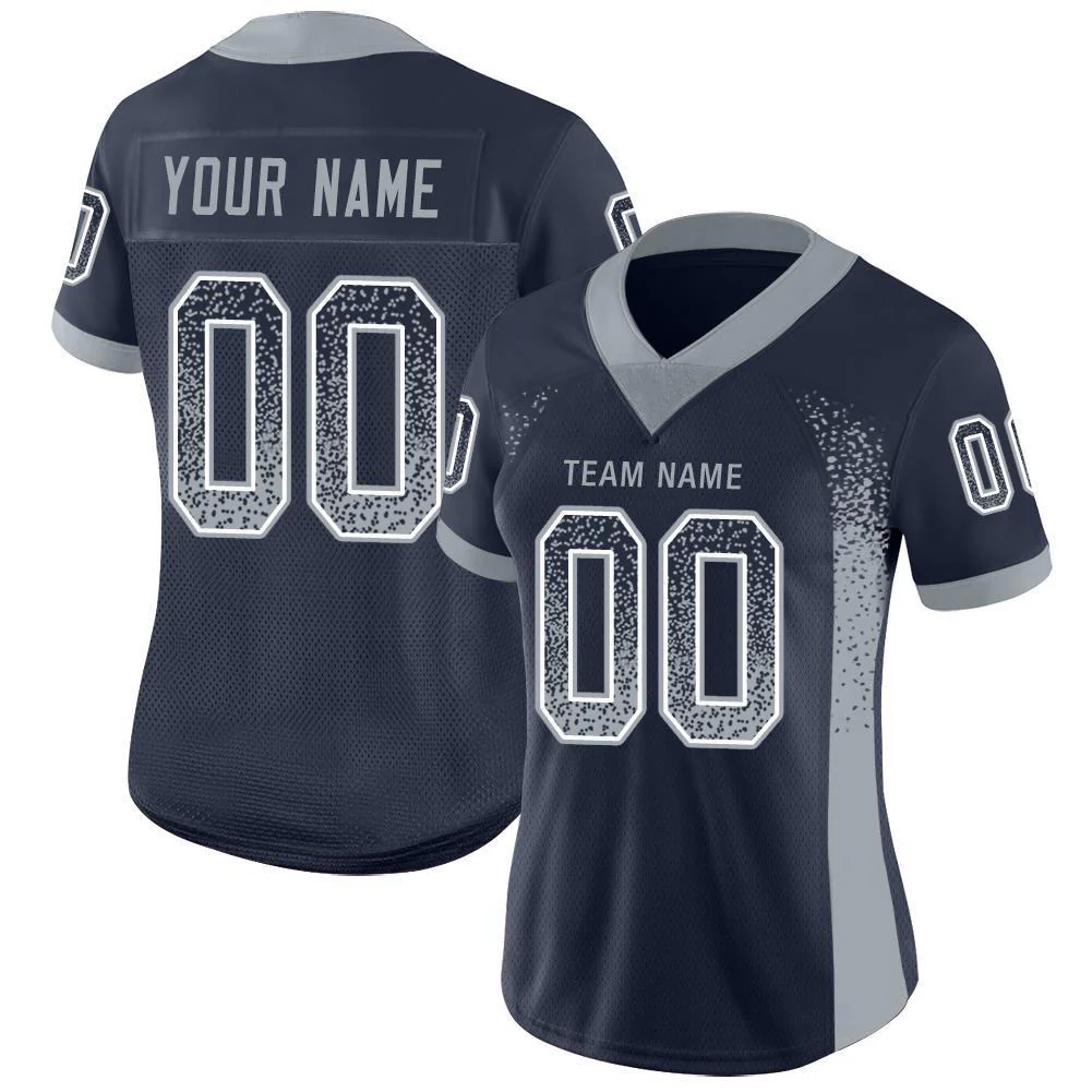 Custom Navy Light Gray-White Drift Fashion Football Jersey