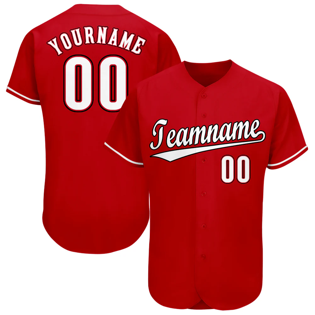 Custom Red White-Black Baseball Jersey