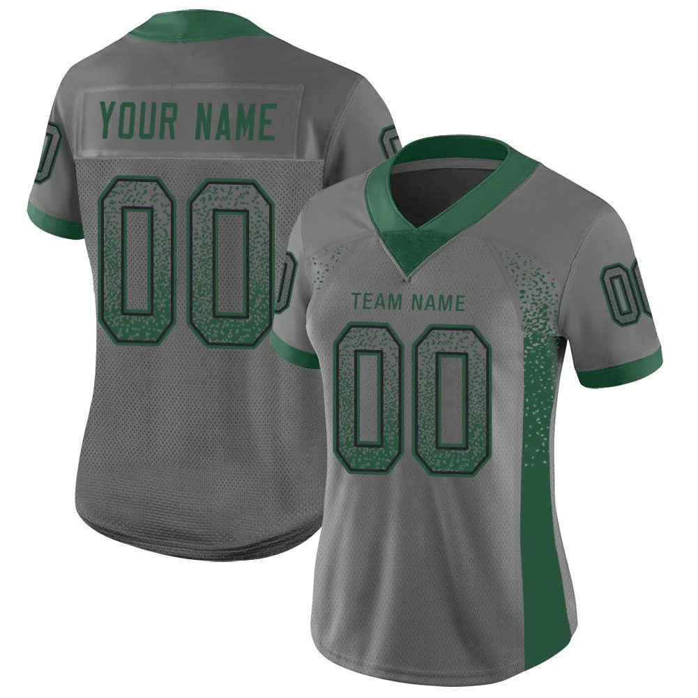 Custom Gray Grass Green-Black Drift Fashion Football Jersey