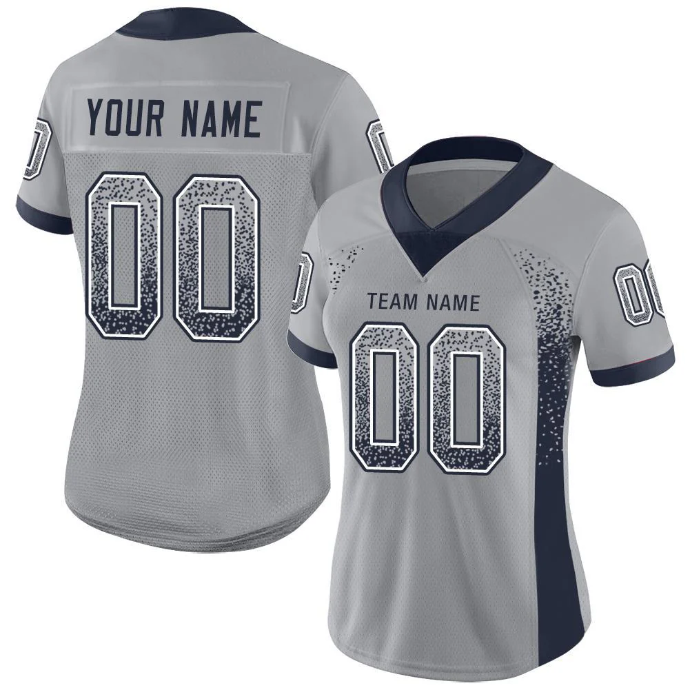 Custom Light Gray Navy-White Drift Fashion Football Jersey