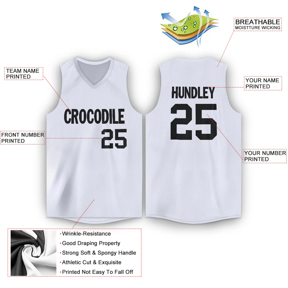 Custom White Black V-Neck Basketball Jersey