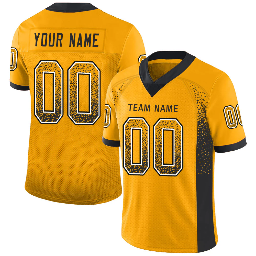Custom Gold Black-White Drift Fashion Football Jersey