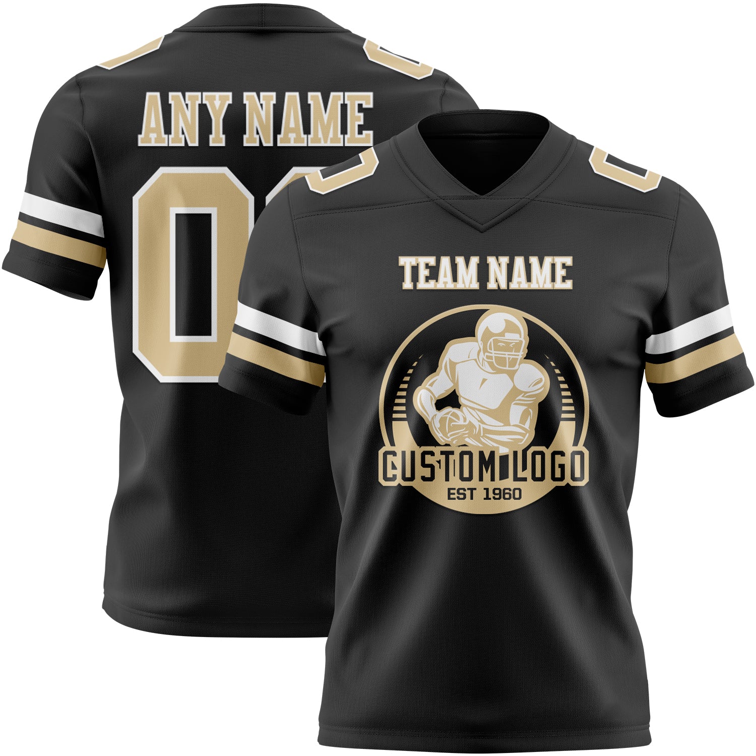 Custom Black Vegas Gold-White Authentic Football Jersey