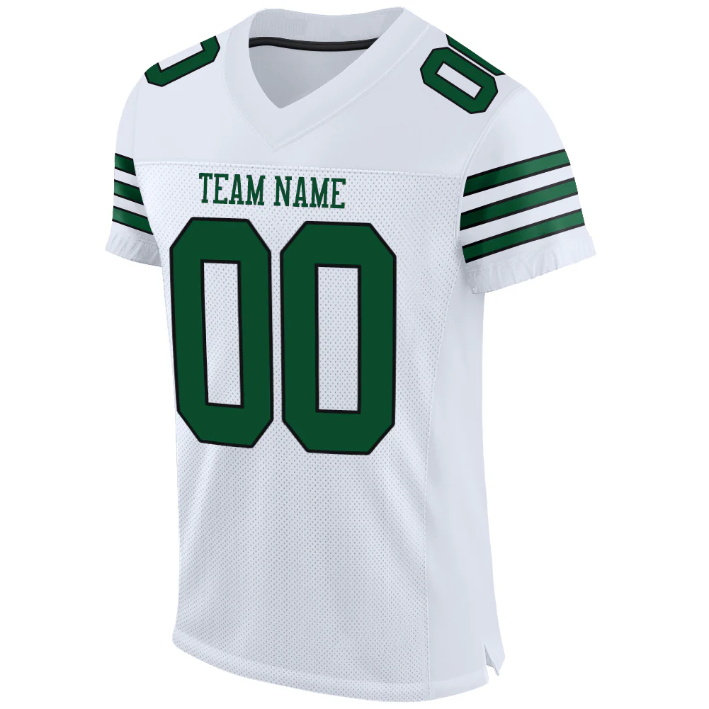 Custom White Grass Green-Black Mesh Authentic Football Jersey