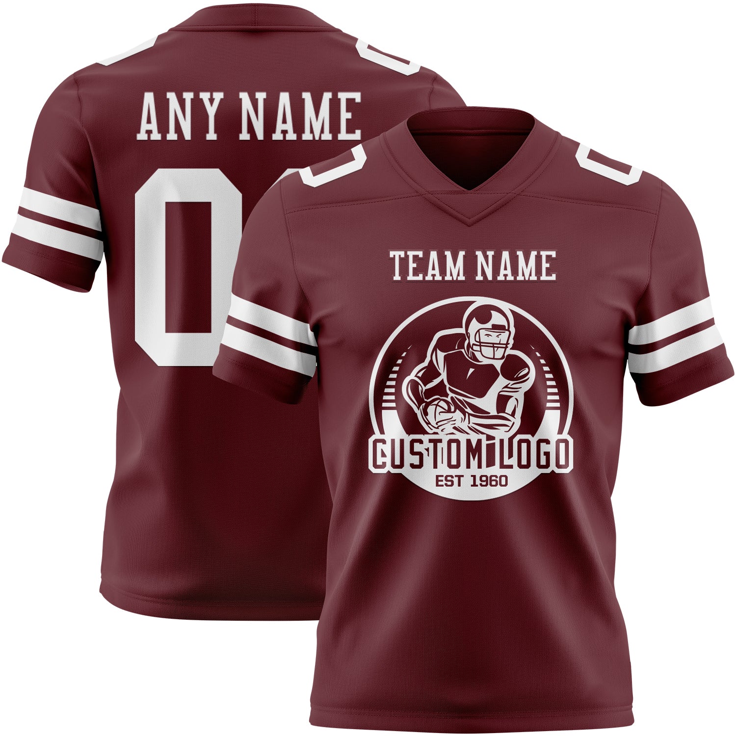 Custom Burgundy White Authentic Football Jersey