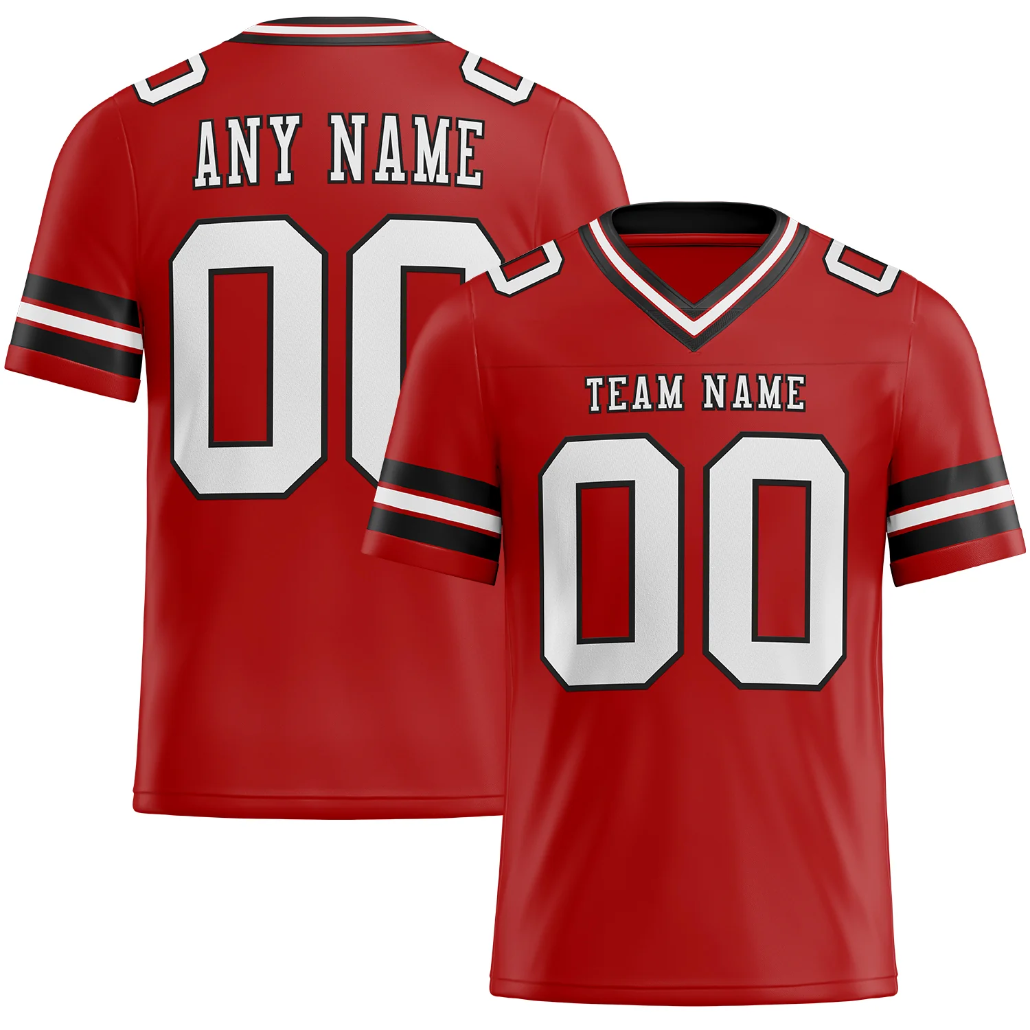 Custom Red White-Black Authentic Football Jersey