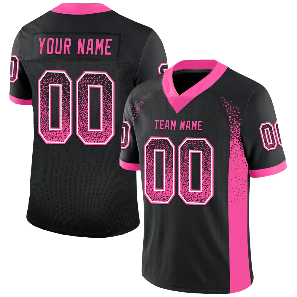 Custom Black Pink-White Drift Fashion Football Jersey