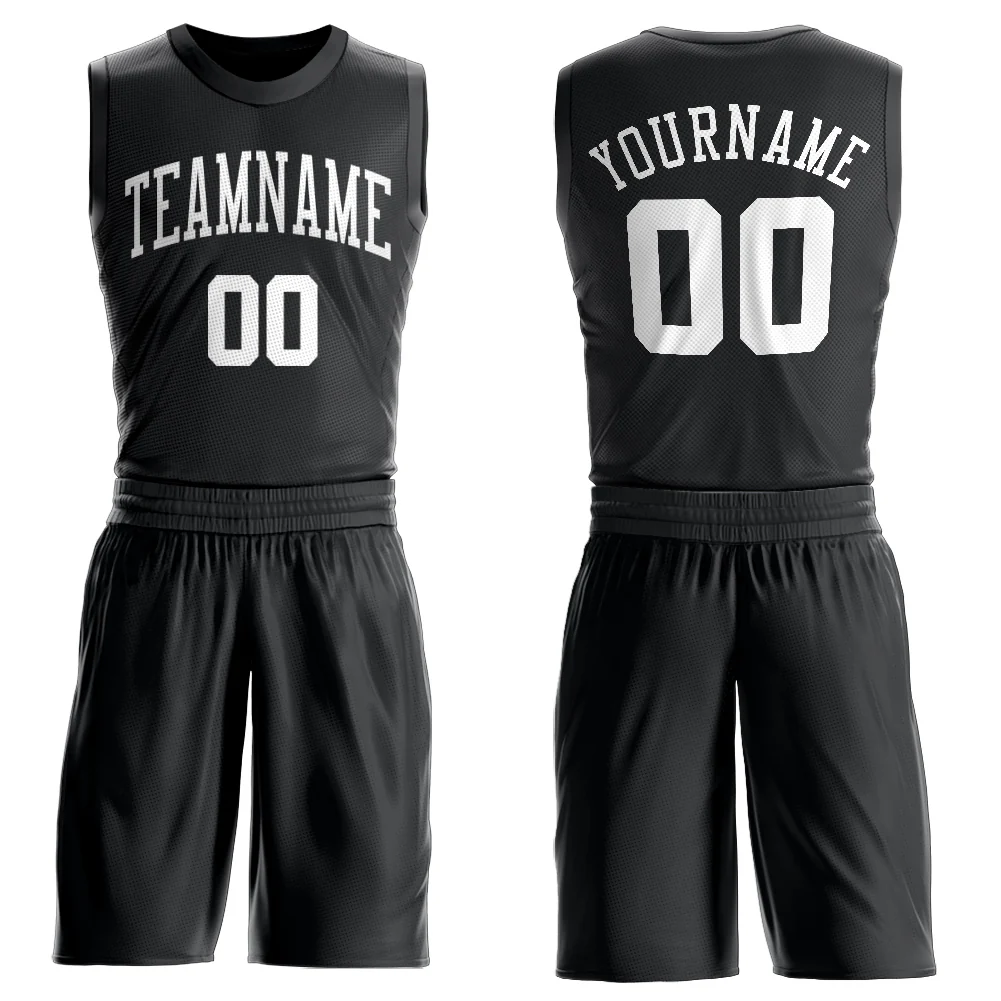 Custom Black White Round Neck Suit Basketball Jersey