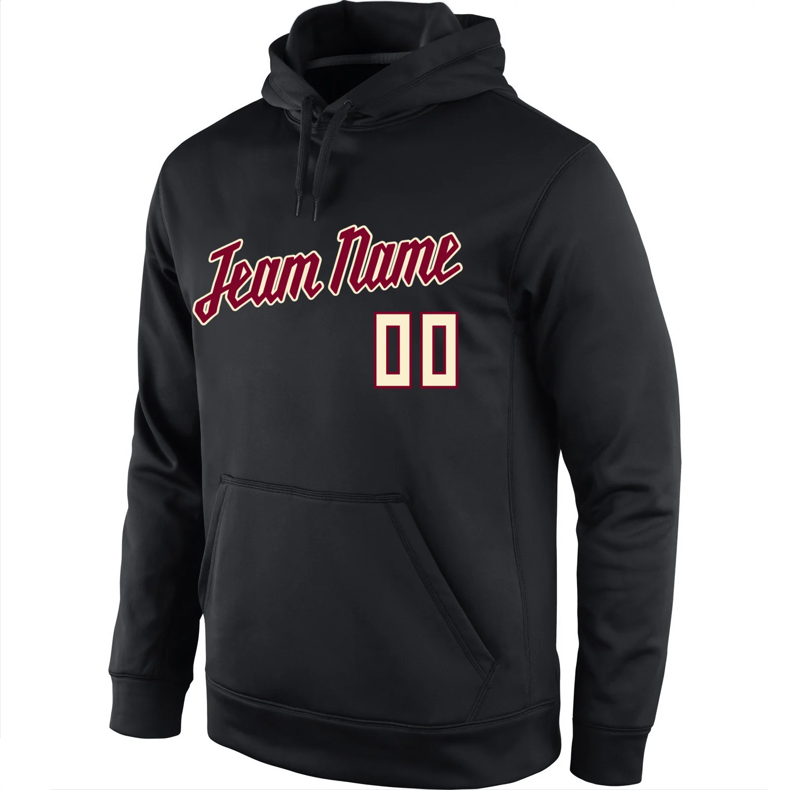 Custom Stitched Black Crimson-Cream Sports Pullover Sweatshirt Hoodie