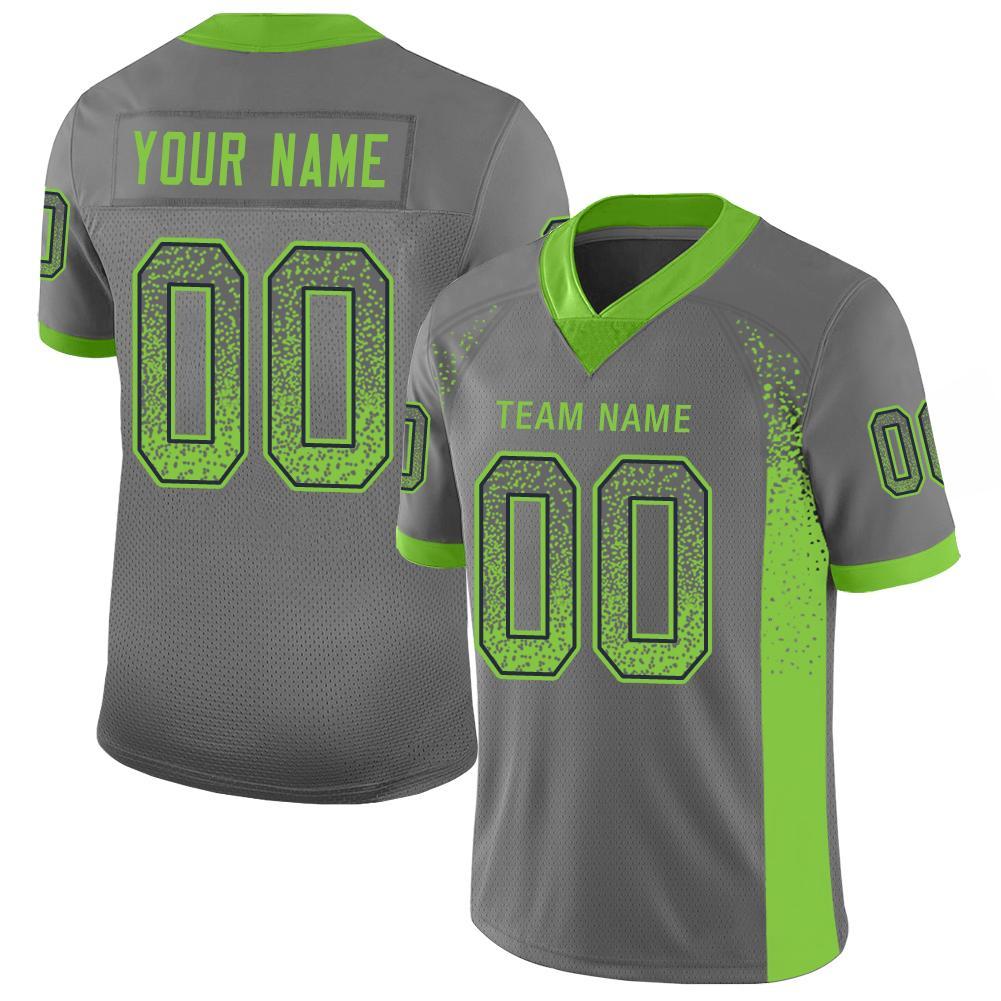 Custom Gray Neon Green-Navy Drift Fashion Football Jersey