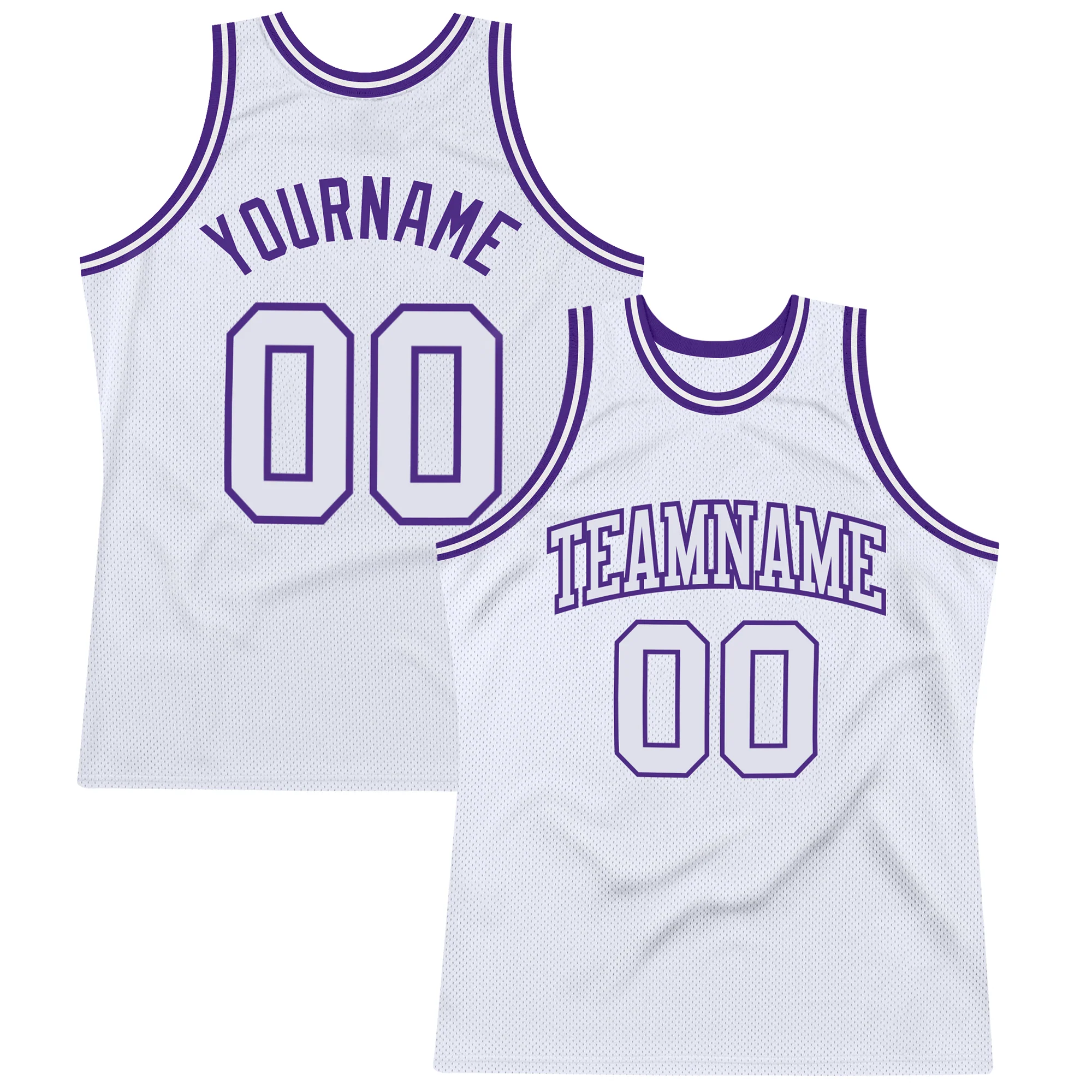 Custom White White-Purple Authentic Throwback Basketball Jersey