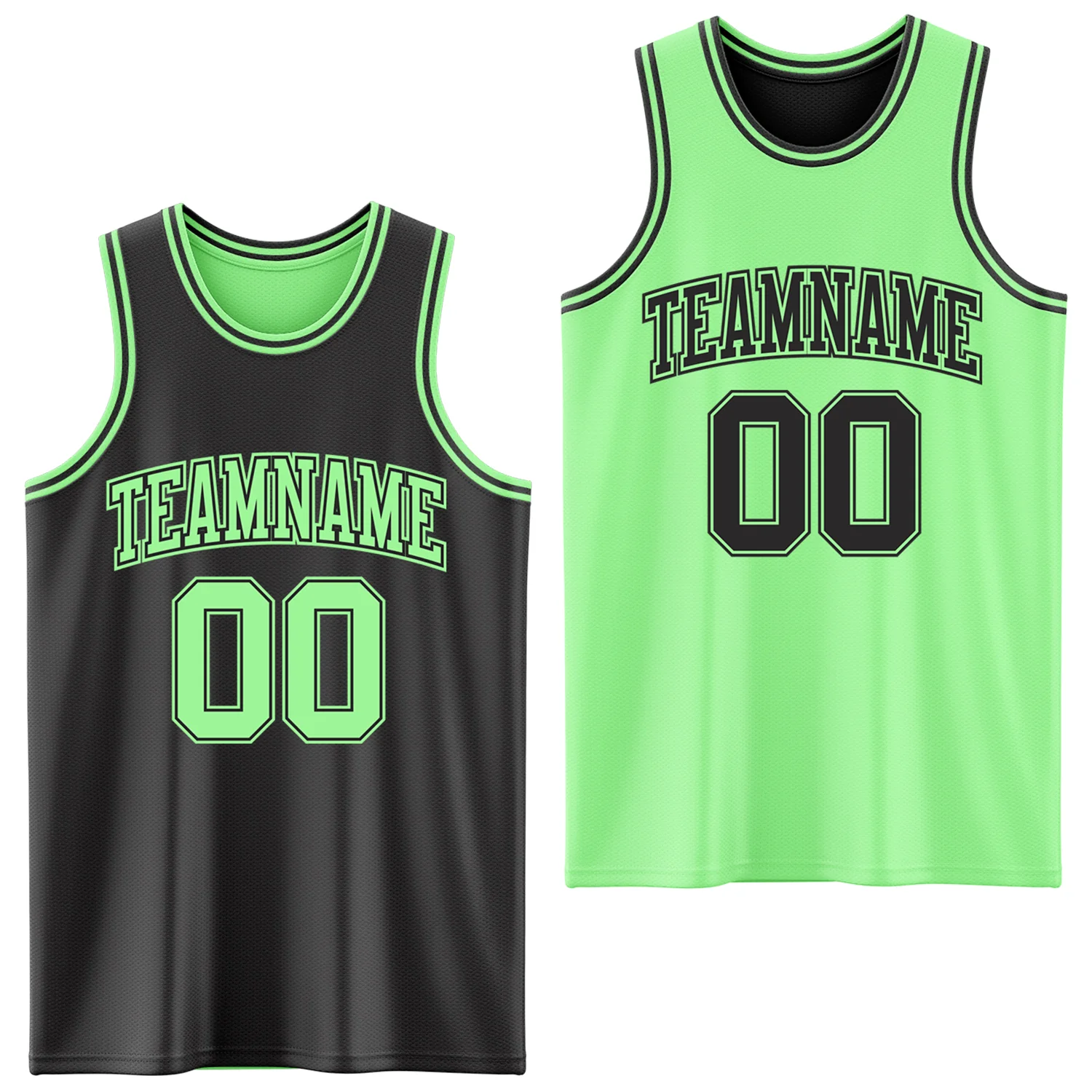 Custom Reversible Black Pea Green Double Side Sublimation Basketball Suit Jersey