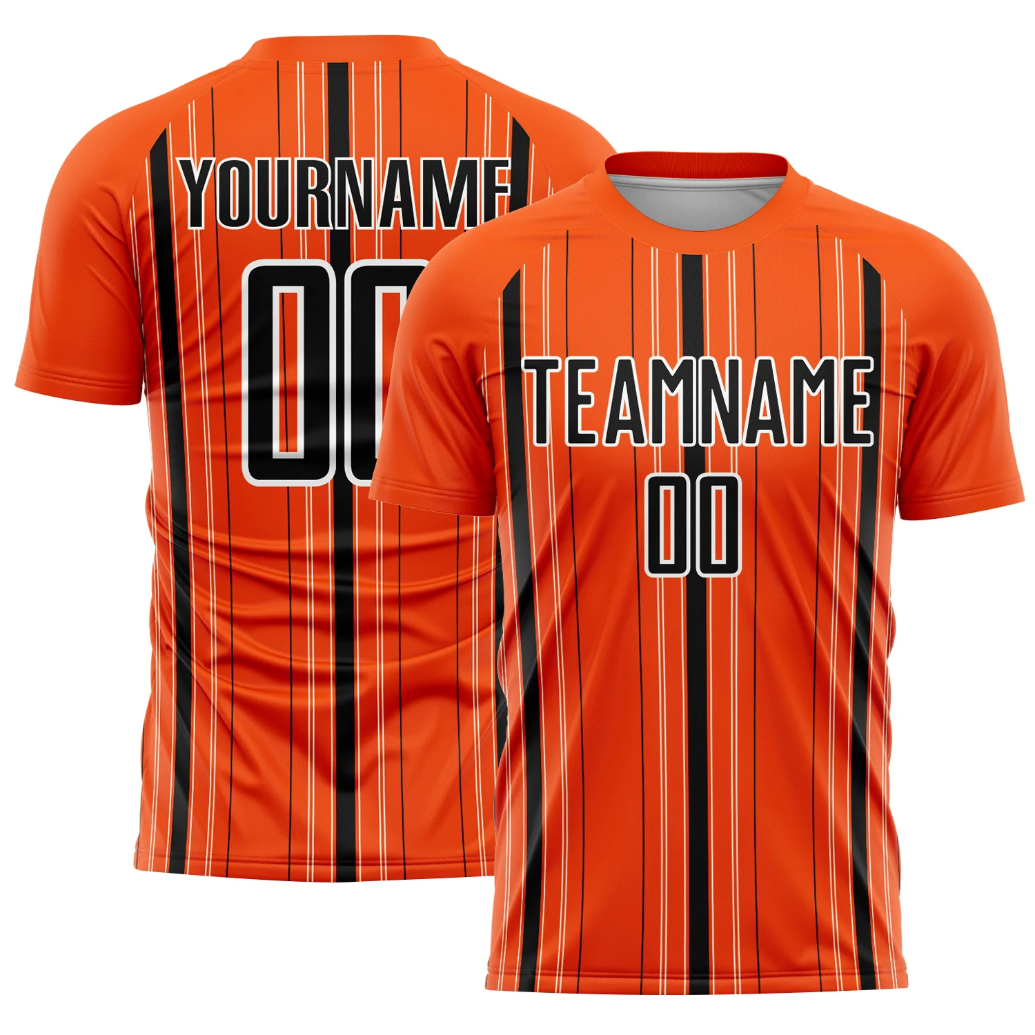 Custom Orange Black-White Stripe Sublimation Soccer Uniform Jersey