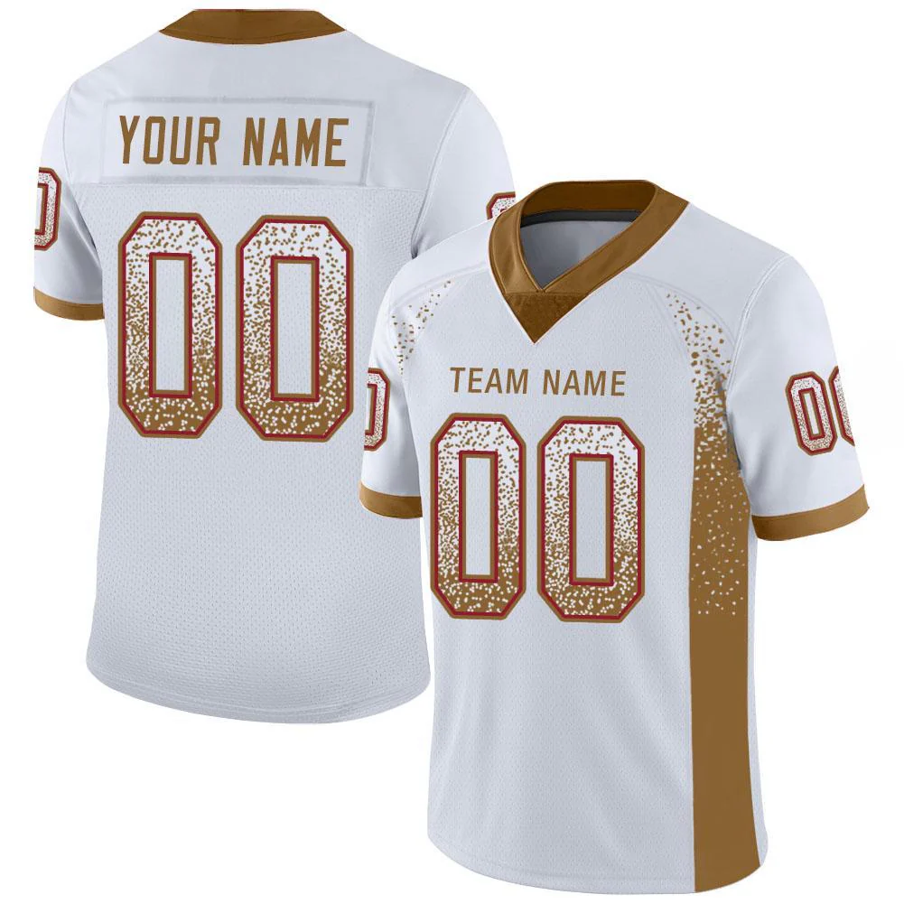 Custom White Old Gold-Red Drift Fashion Football Jersey