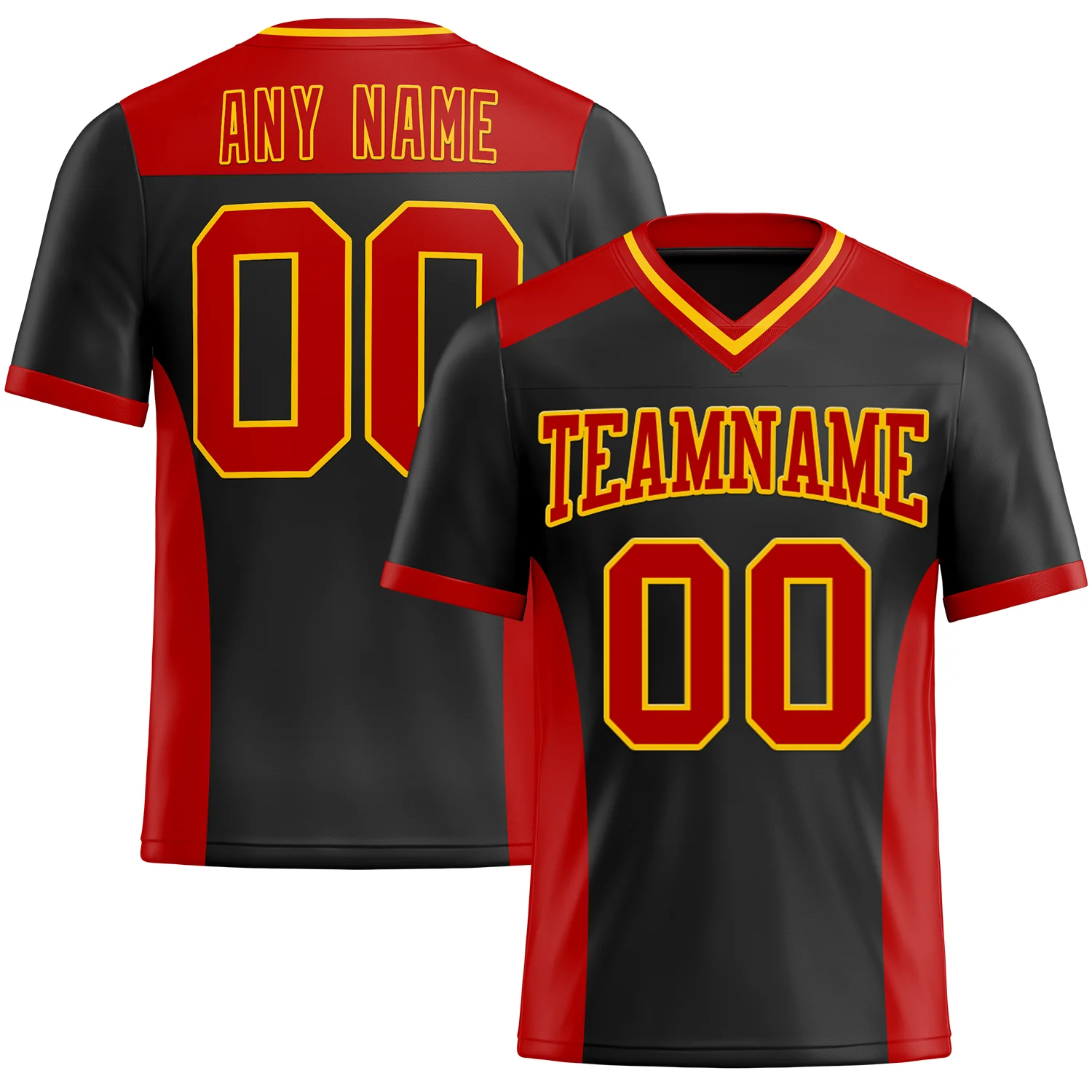 Custom Black Red-Yellow Authentic Football Jersey