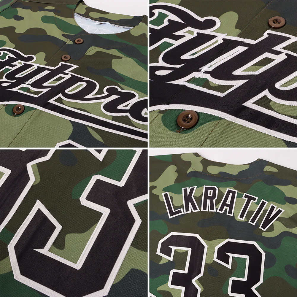 Custom Camo Black-City Cream Authentic Salute To Service Baseball Jersey