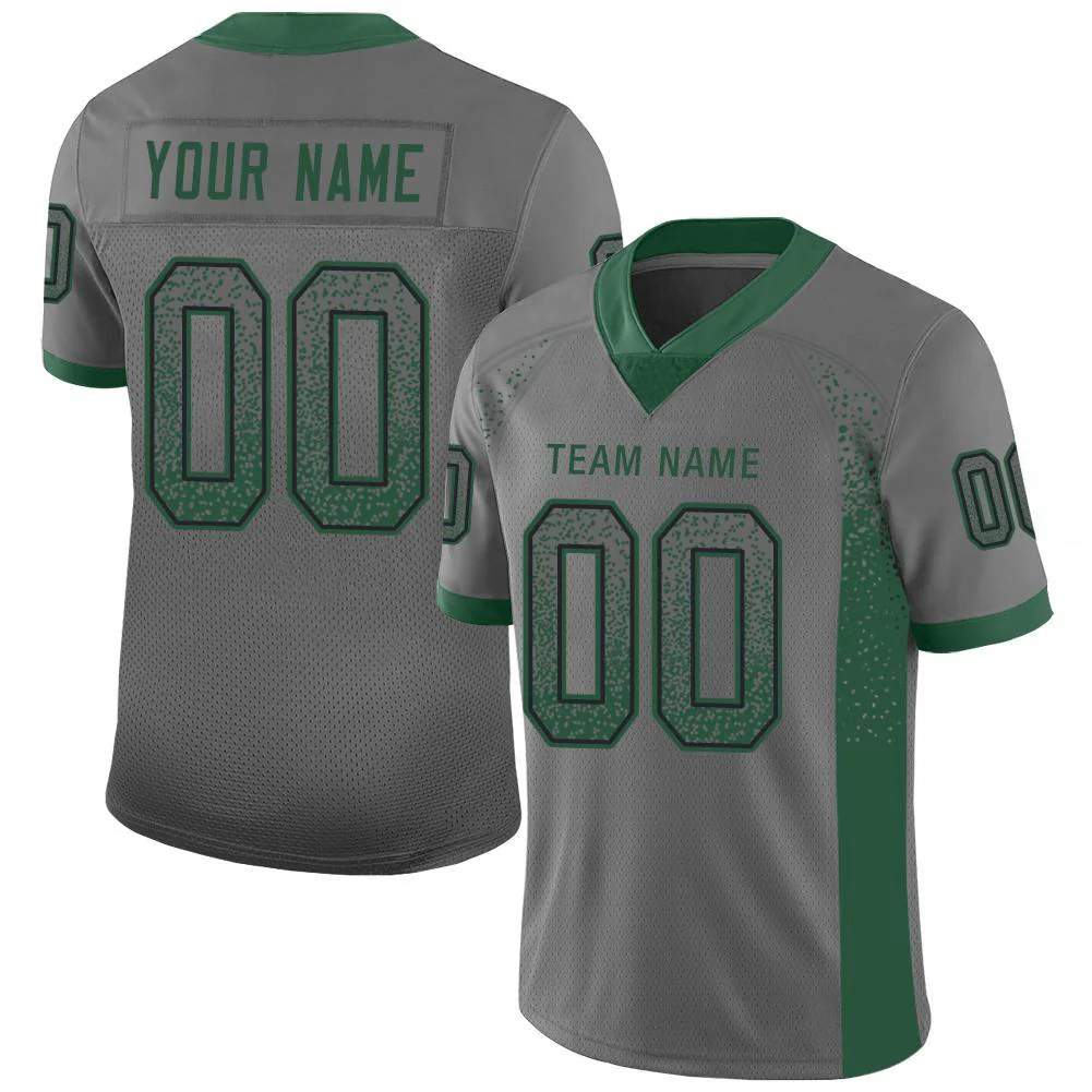 Custom Gray Grass Green-Black Drift Fashion Football Jersey