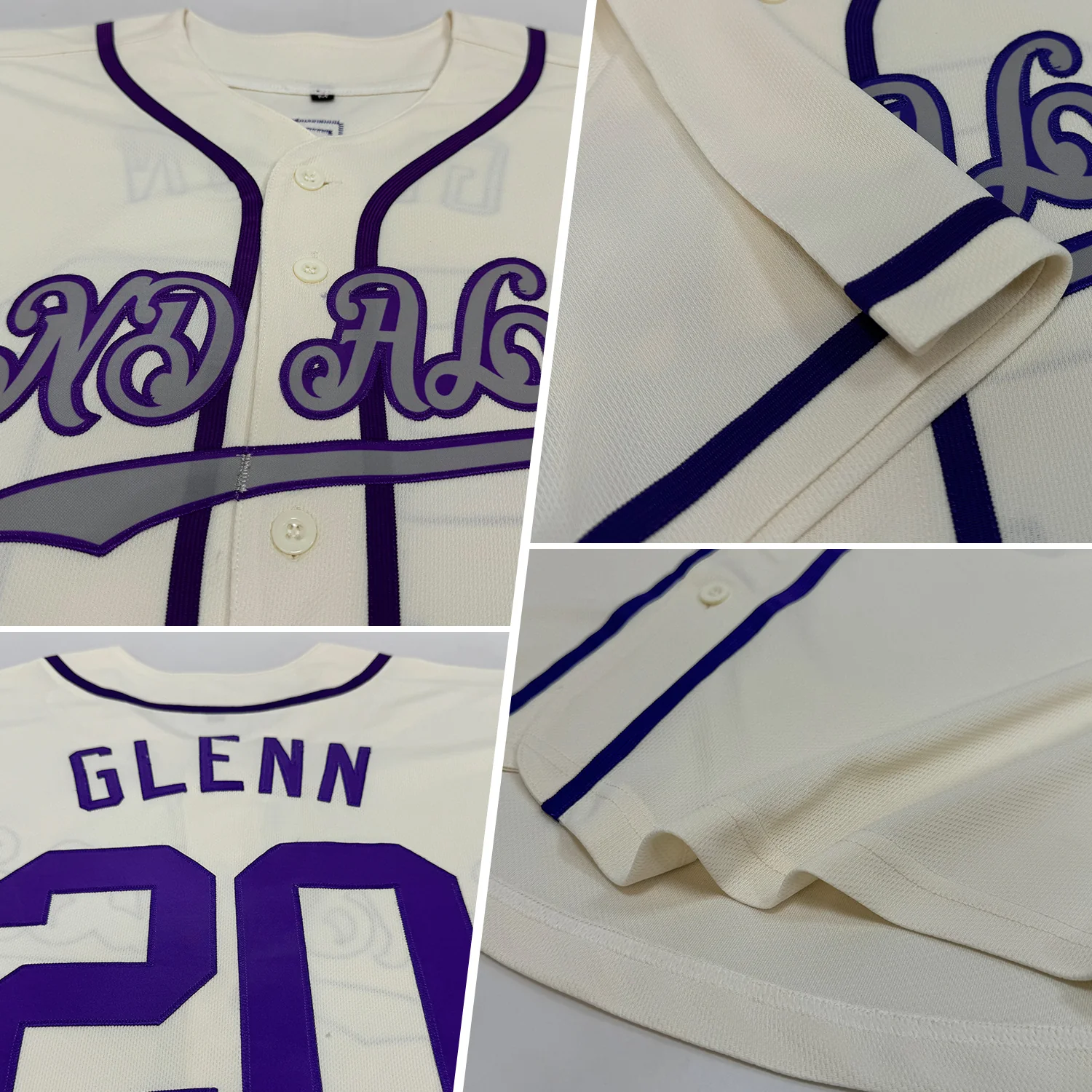 Custom Cream Purple-Gray Authentic Baseball Jersey