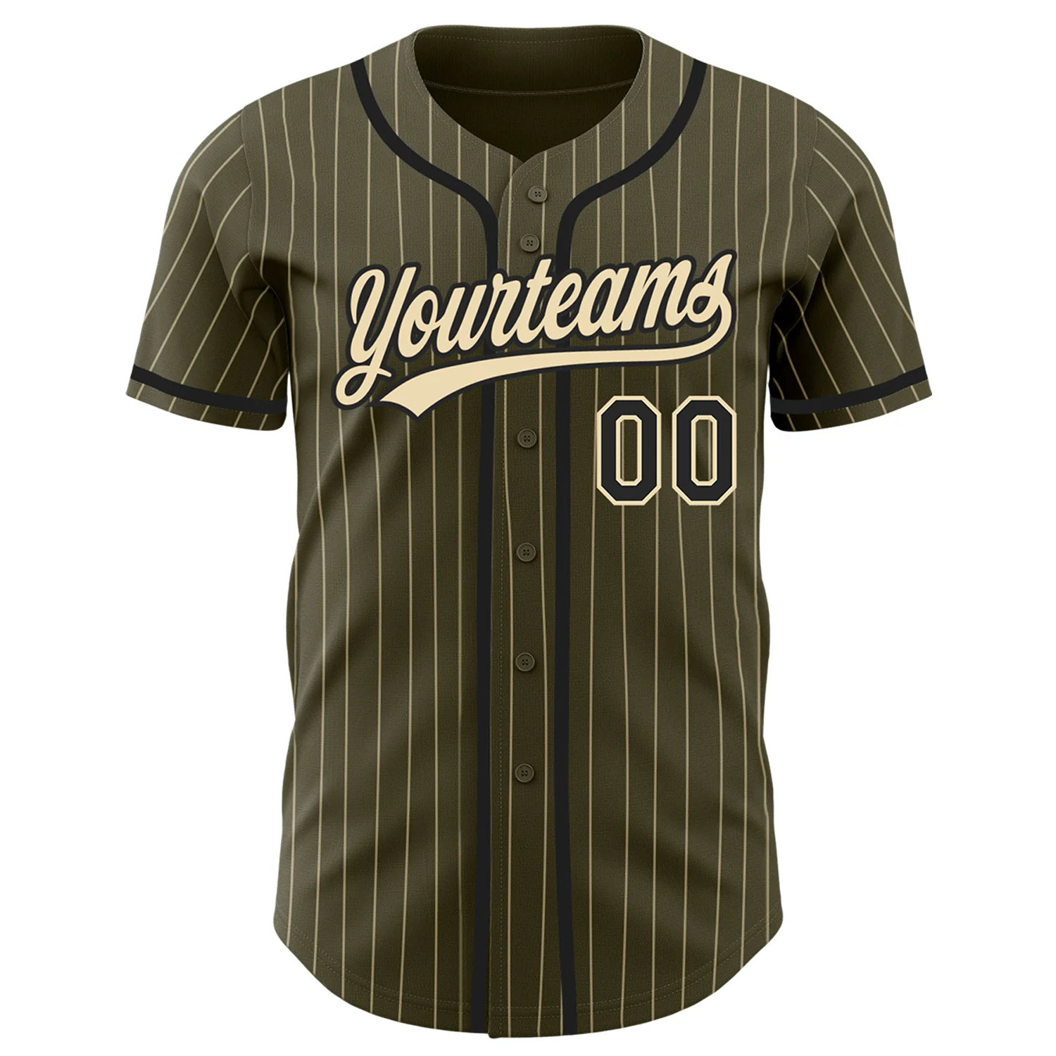 Custom Olive City Cream Pinstripe Black Authentic Salute To Service Baseball Jersey