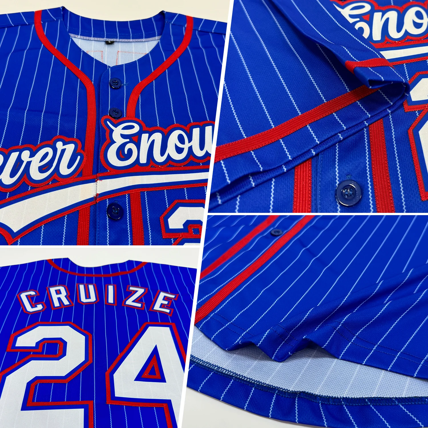 Custom Royal White Pinstripe Red Authentic Baseball Jersey