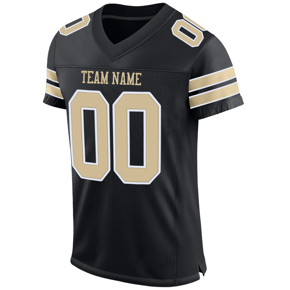Custom Black Vegas Gold-White Mesh Authentic Football Jersey