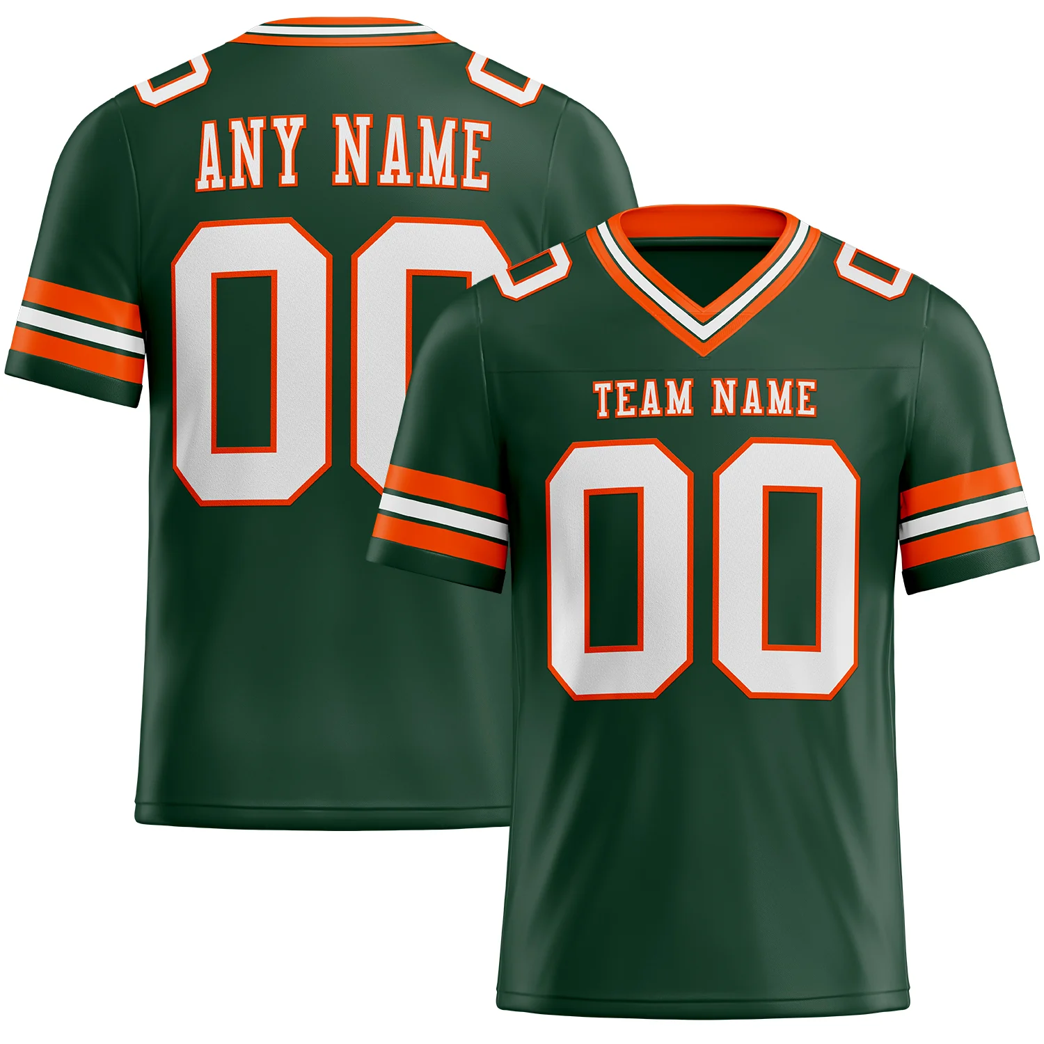 Custom Green White-Orange Authentic Football Jersey