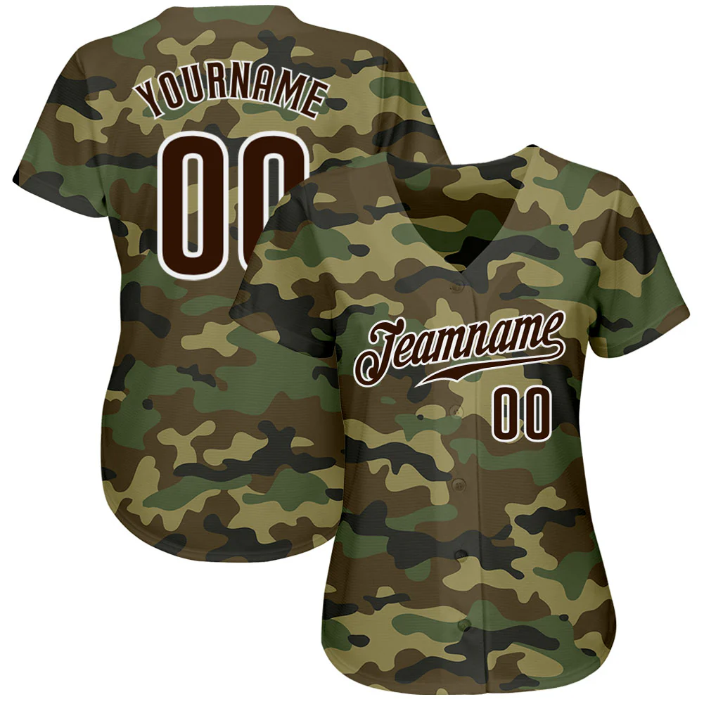 Custom Camo Brown-White Authentic Salute To Service Baseball Jersey