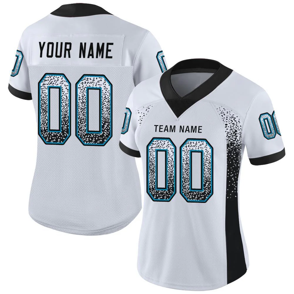 Custom White Black-Panther Blue Drift Fashion Football Jersey