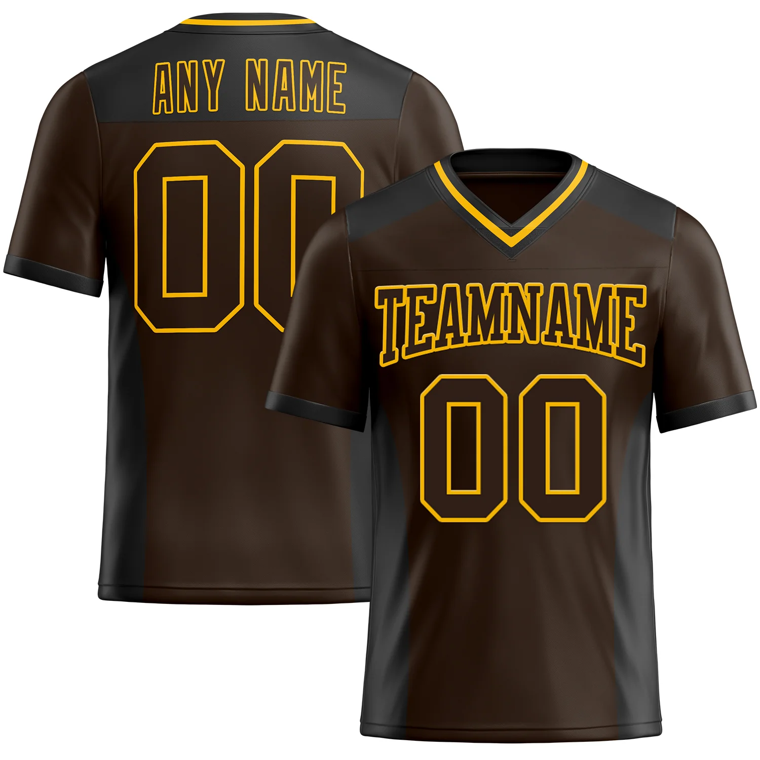 Custom Brown Gold-Black Authentic Football Jersey